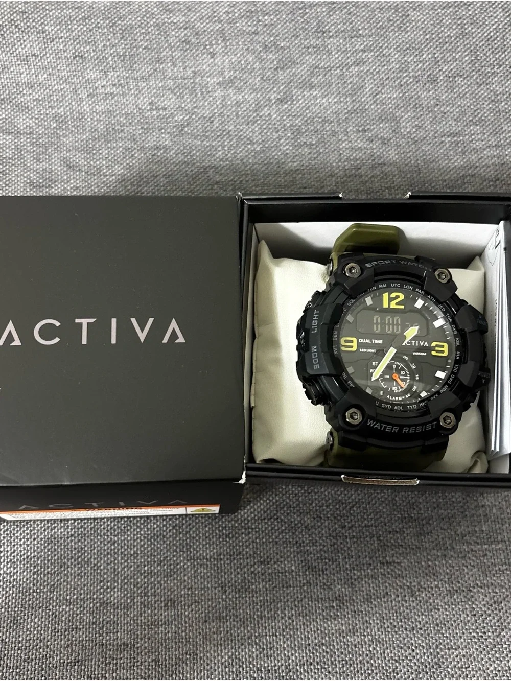 Activa ACW1637 Ana Digi Sport Watch Olive Black NWT